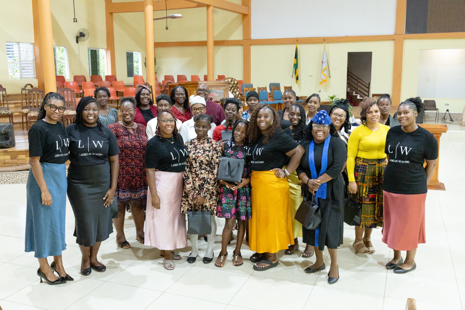 The full LIW Jamaica launch group gathered with their gift bags
